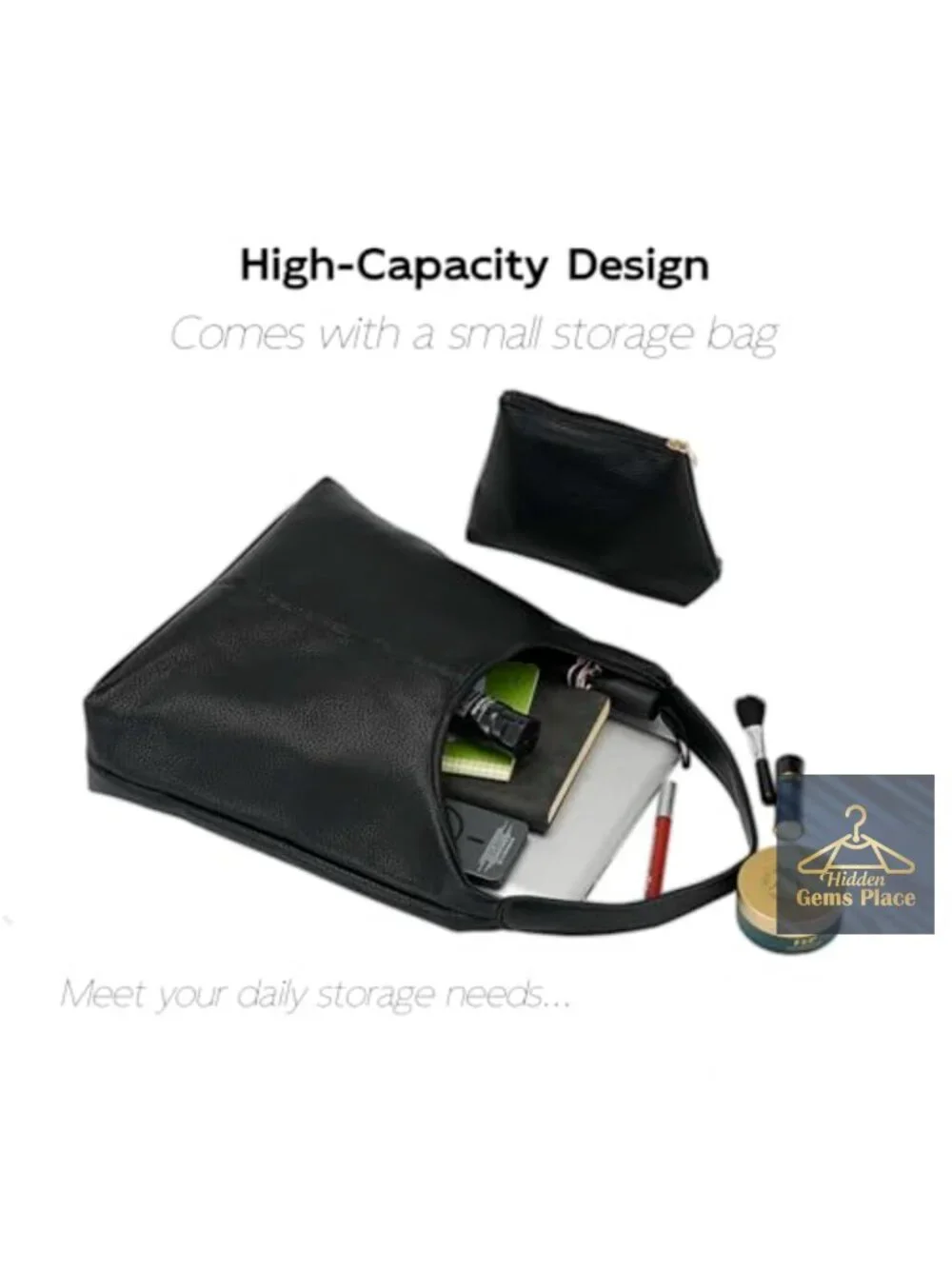 Large Vegan Leather Slouchy Hobo Shoulder Bag Tote for Work Travel